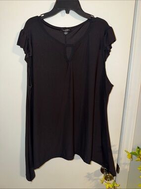 Rogue Black Ruffle Sleeve Keyhole Tunic